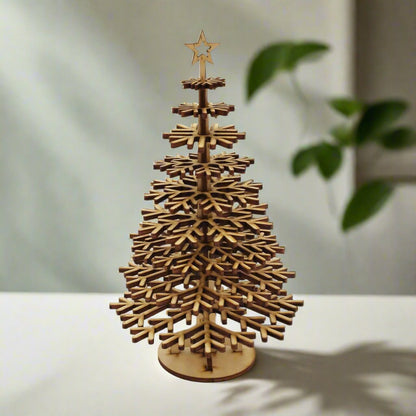 Ξύλινο Χριστουγεννιάτικο Δέντρο - Νιφάδα