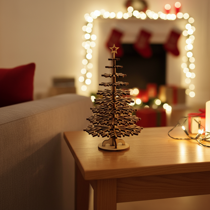 Ξύλινο Χριστουγεννιάτικο Δέντρο - Νιφάδα