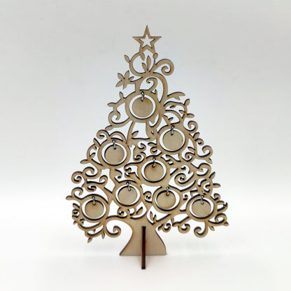 Ξύλινο Χριστουγεννιάτικο Δέντρο με Κρεμαστά Διακοσμητικά