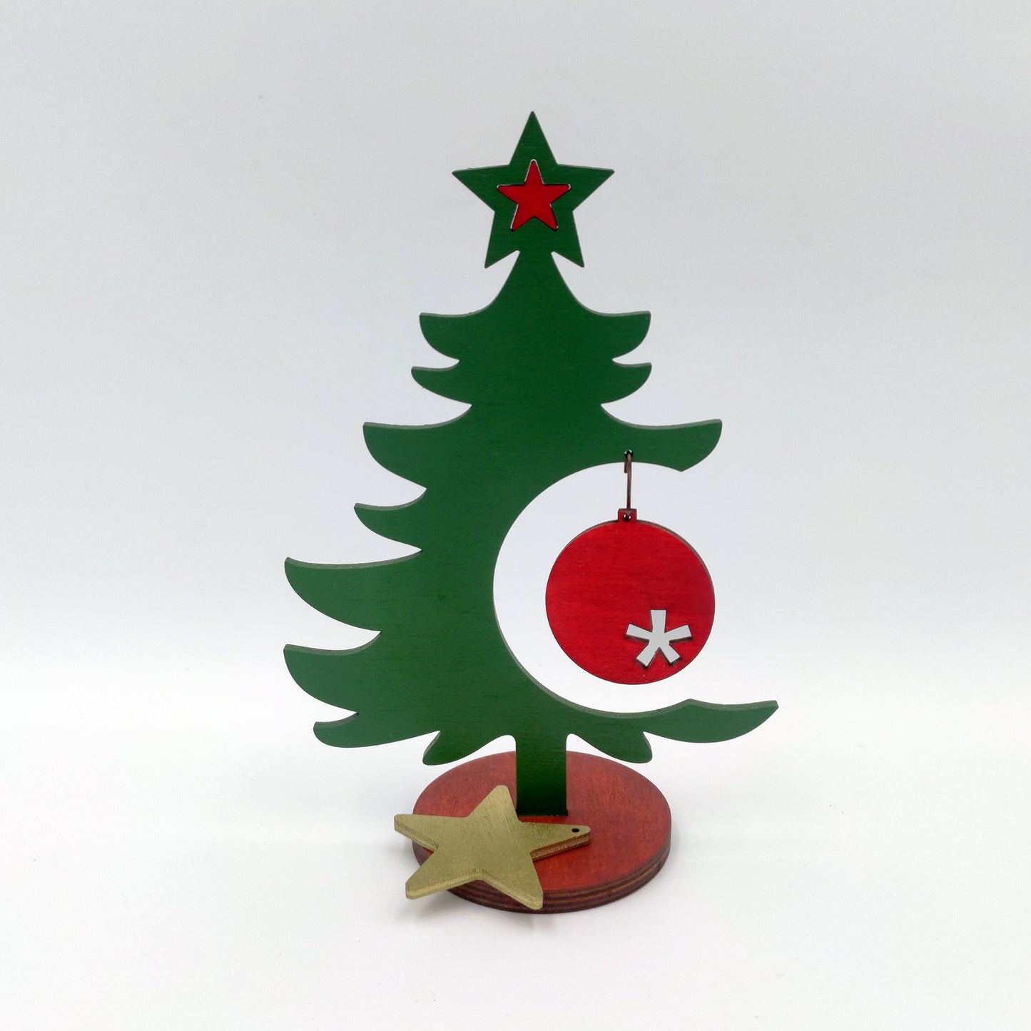 Ξύλινο Χριστουγεννιάτικο Δέντρο με Κρεμαστό Διακοσμητικό