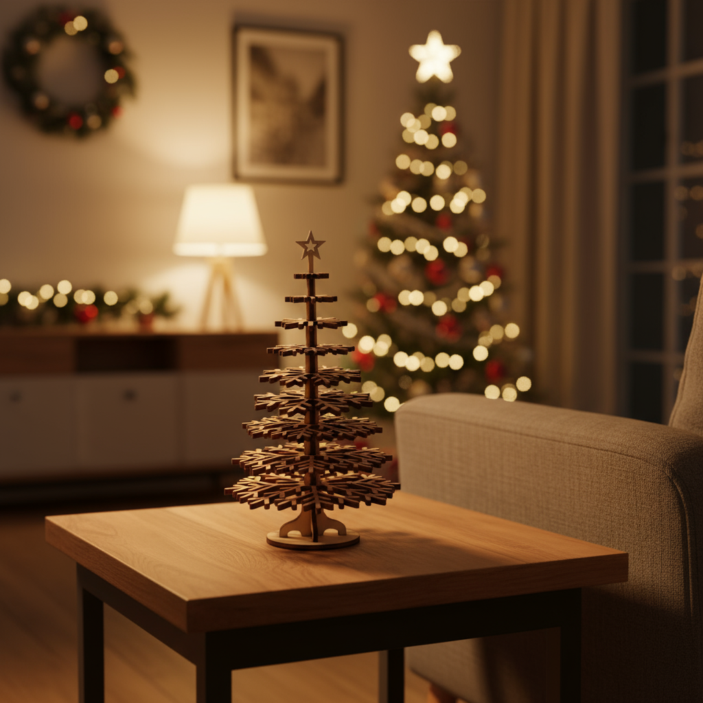 Ξύλινο Χριστουγεννιάτικο Δέντρο - Νιφάδα