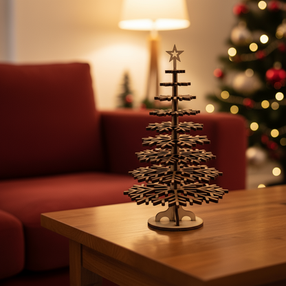 Ξύλινο Χριστουγεννιάτικο Δέντρο - Νιφάδα