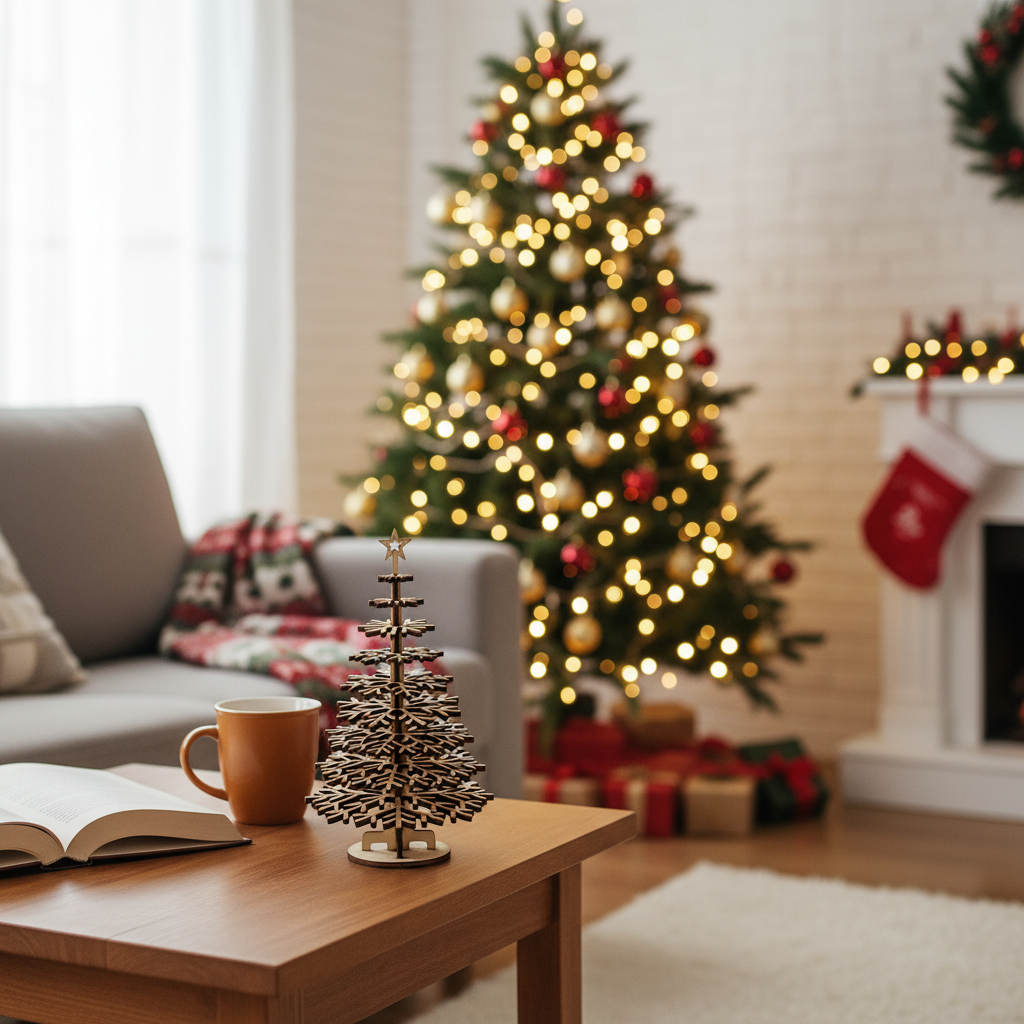 Ξύλινο Χριστουγεννιάτικο Δέντρο - Νιφάδα