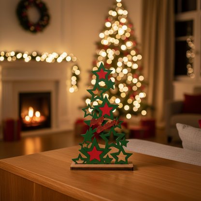 Ξύλινο Χριστουγεννιάτικο Δέντρο με Αστέρια