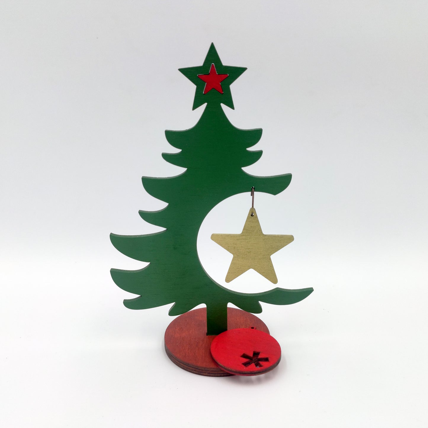 Ξύλινο Χριστουγεννιάτικο Δέντρο με Κρεμαστό Διακοσμητικό