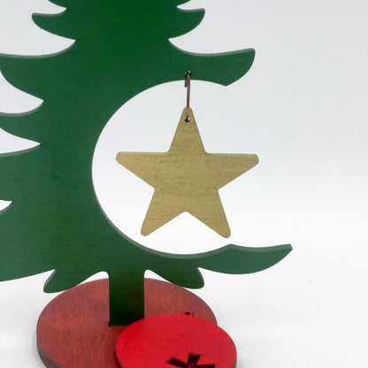 Ξύλινο Χριστουγεννιάτικο Δέντρο με Κρεμαστό Διακοσμητικό