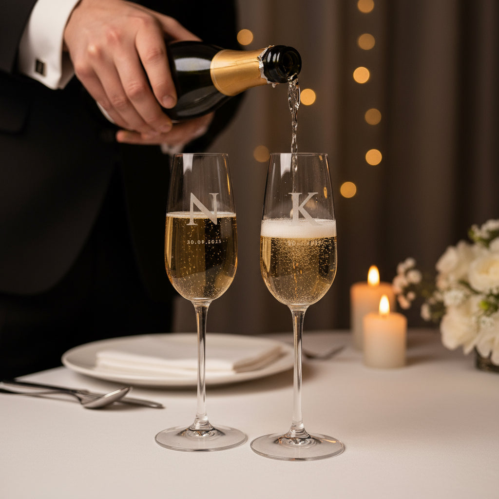 Ποτήρια σαμπάνιας με Custom χάραξη - Σετ 2 τεμάχια