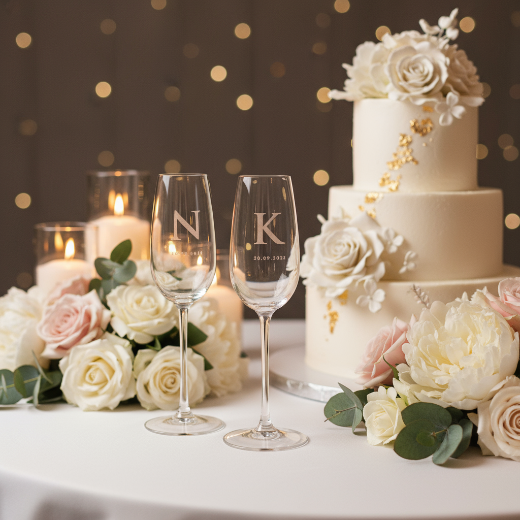 Ποτήρια σαμπάνιας με Custom χάραξη - Σετ 2 τεμάχια