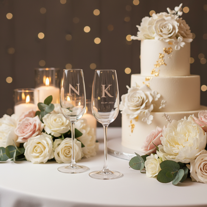 Ποτήρια σαμπάνιας με Custom χάραξη - Σετ 2 τεμάχια