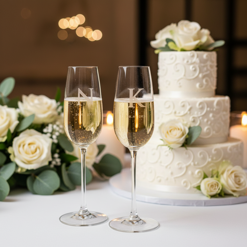 Ποτήρια σαμπάνιας με Custom χάραξη - Σετ 2 τεμάχια