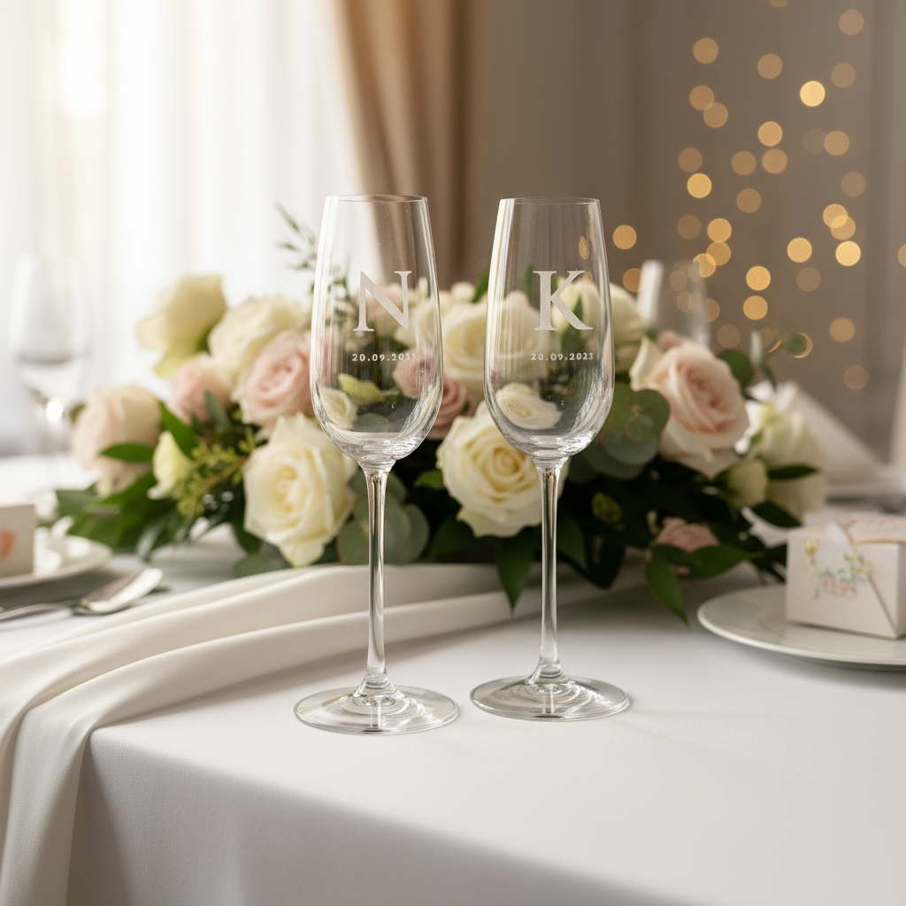 Ποτήρια σαμπάνιας με Custom χάραξη - Σετ 2 τεμάχια