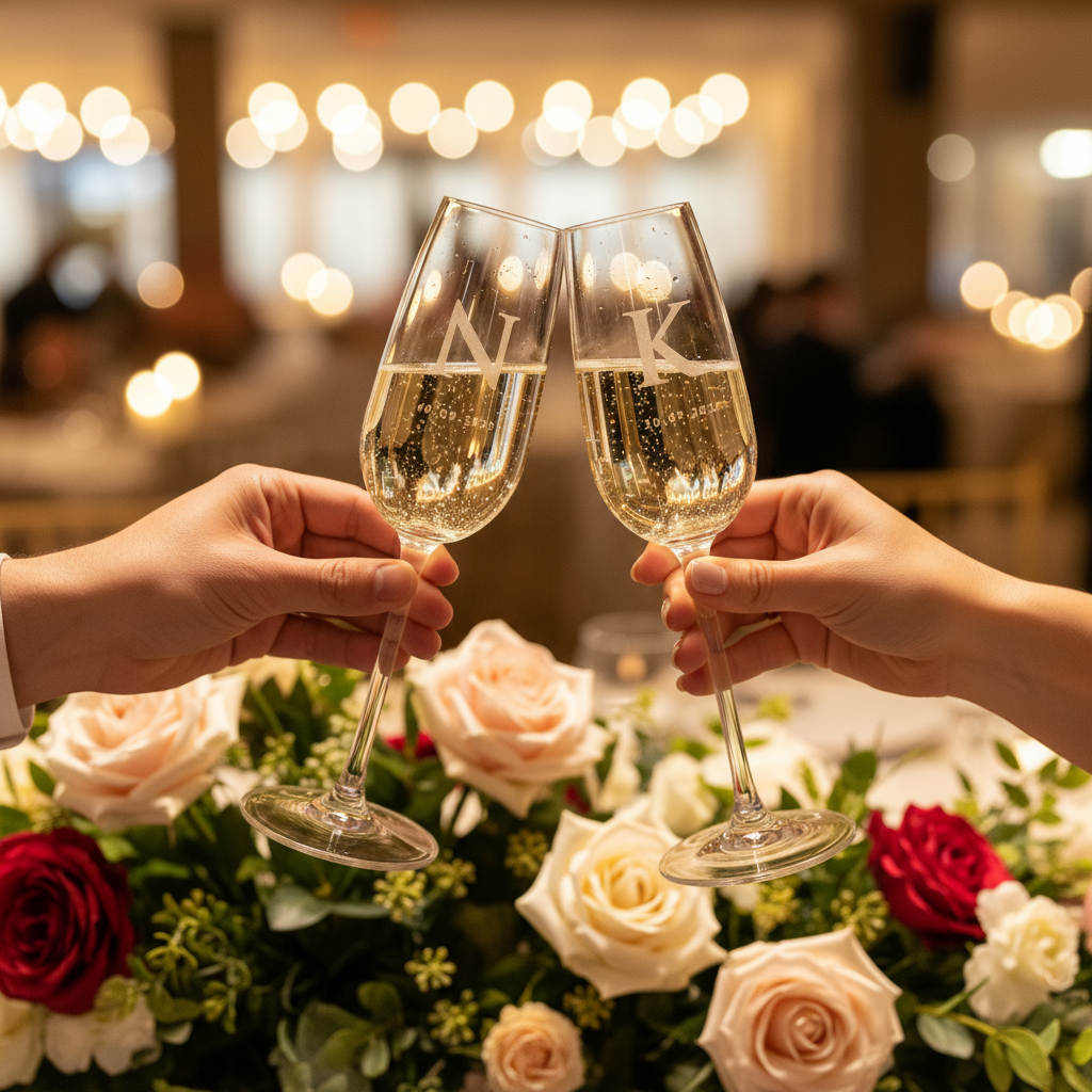 Ποτήρια σαμπάνιας με Custom χάραξη - Σετ 2 τεμάχια