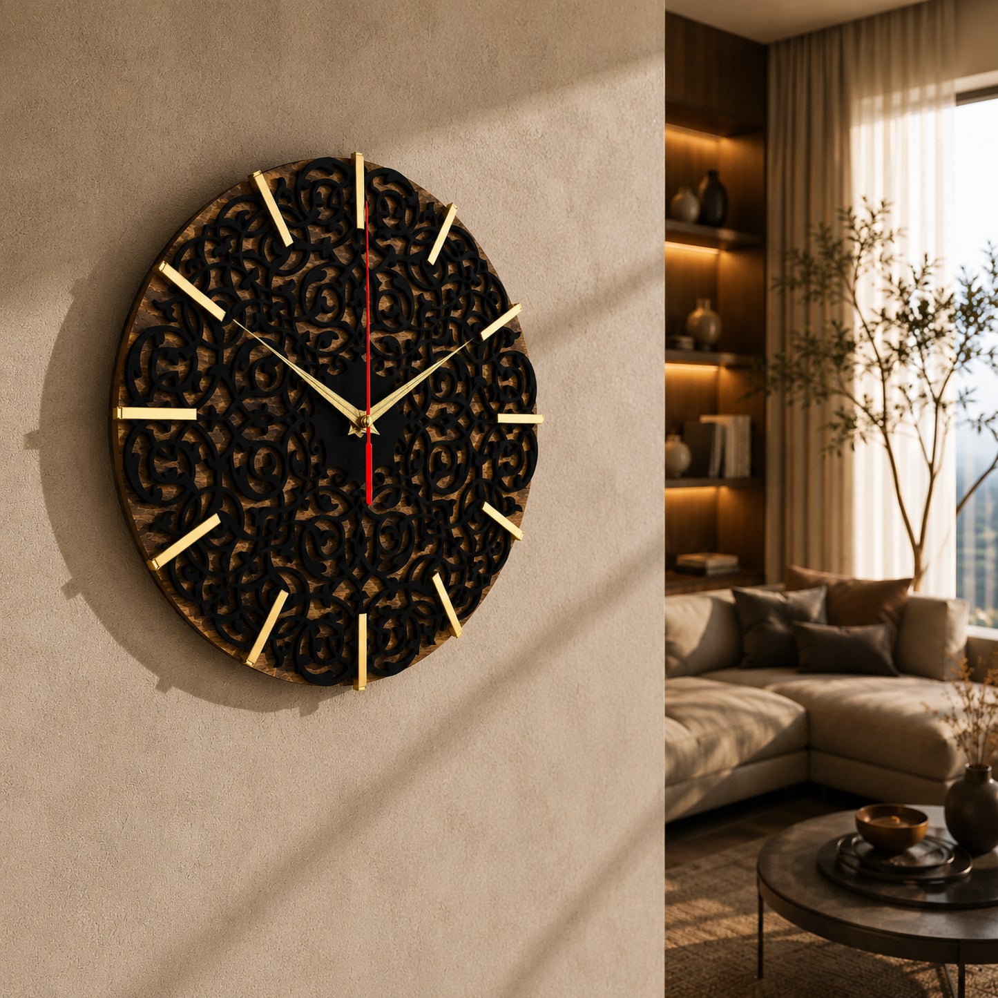 Ξύλινο Ρολόι Τοίχου - Mandala Wall Clock