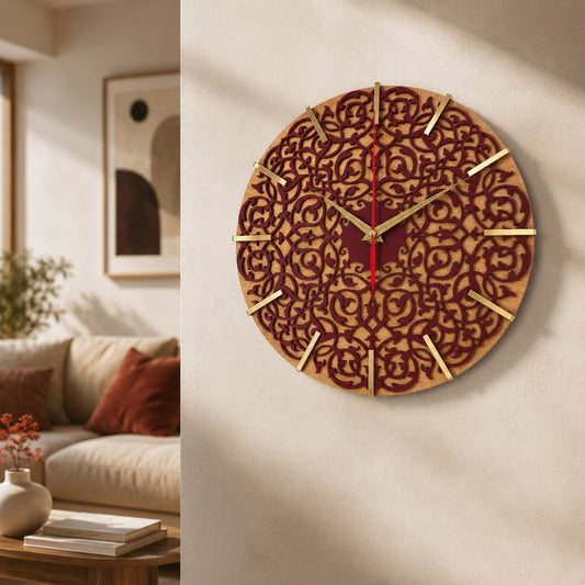 Ξύλινο Ρολόι Τοίχου - Mandala Wall Clock