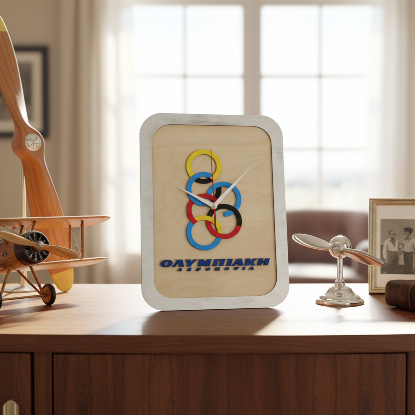 Ξύλινο Ρολόι Τοίχου / Επιτραπέζιο - Ολυμπιακή