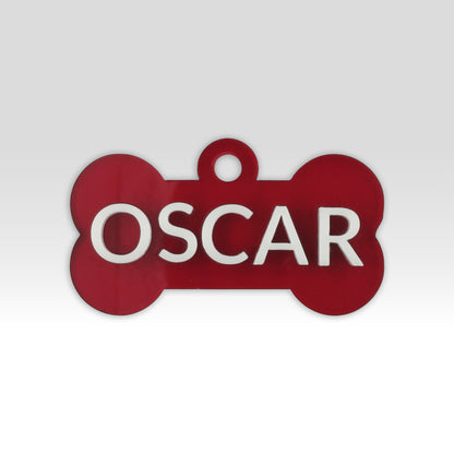 Paw-Tag | Μεγάλη Plexiglass ταυτότητα σε σχήμα κόκκαλου – Δύο επιπέδων