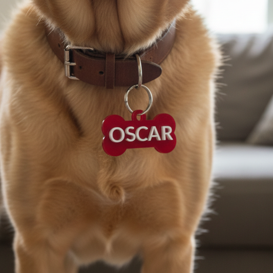 Paw-Tag | Μεγάλη Plexiglass ταυτότητα σε σχήμα κόκκαλου – Δύο επιπέδων