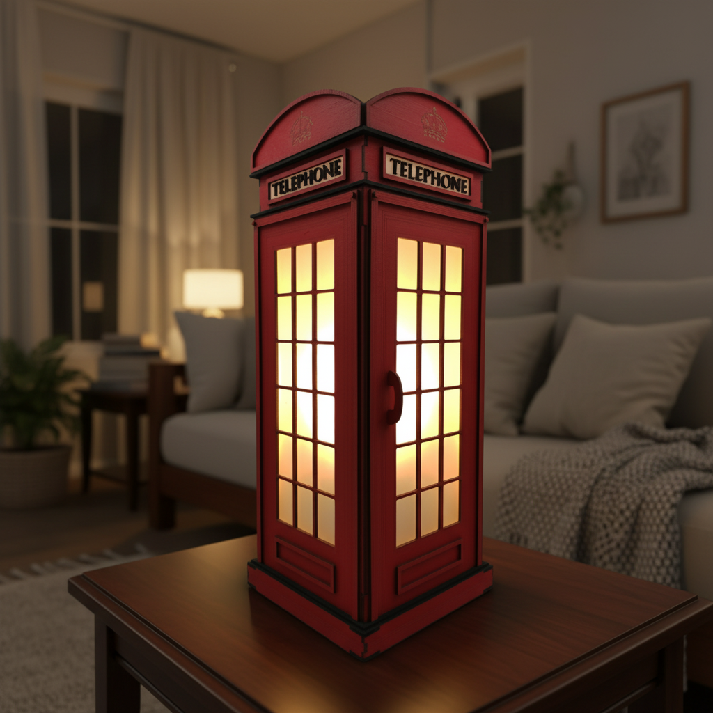 Red Booth Χειροποίητο Φωτιστικό Τηλεφωνικός Θάλαμος - Large