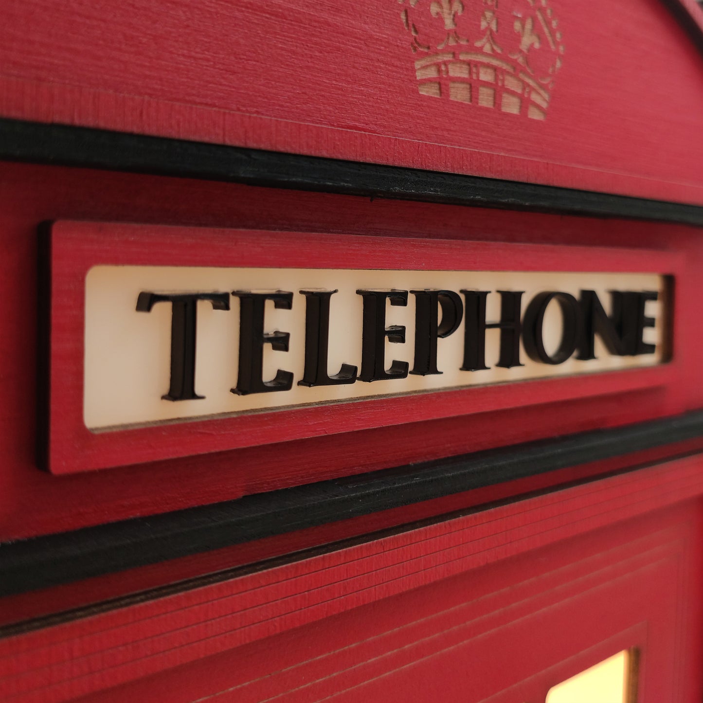 Red Booth Χειροποίητο Φωτιστικό Τηλεφωνικός Θάλαμος - Large
