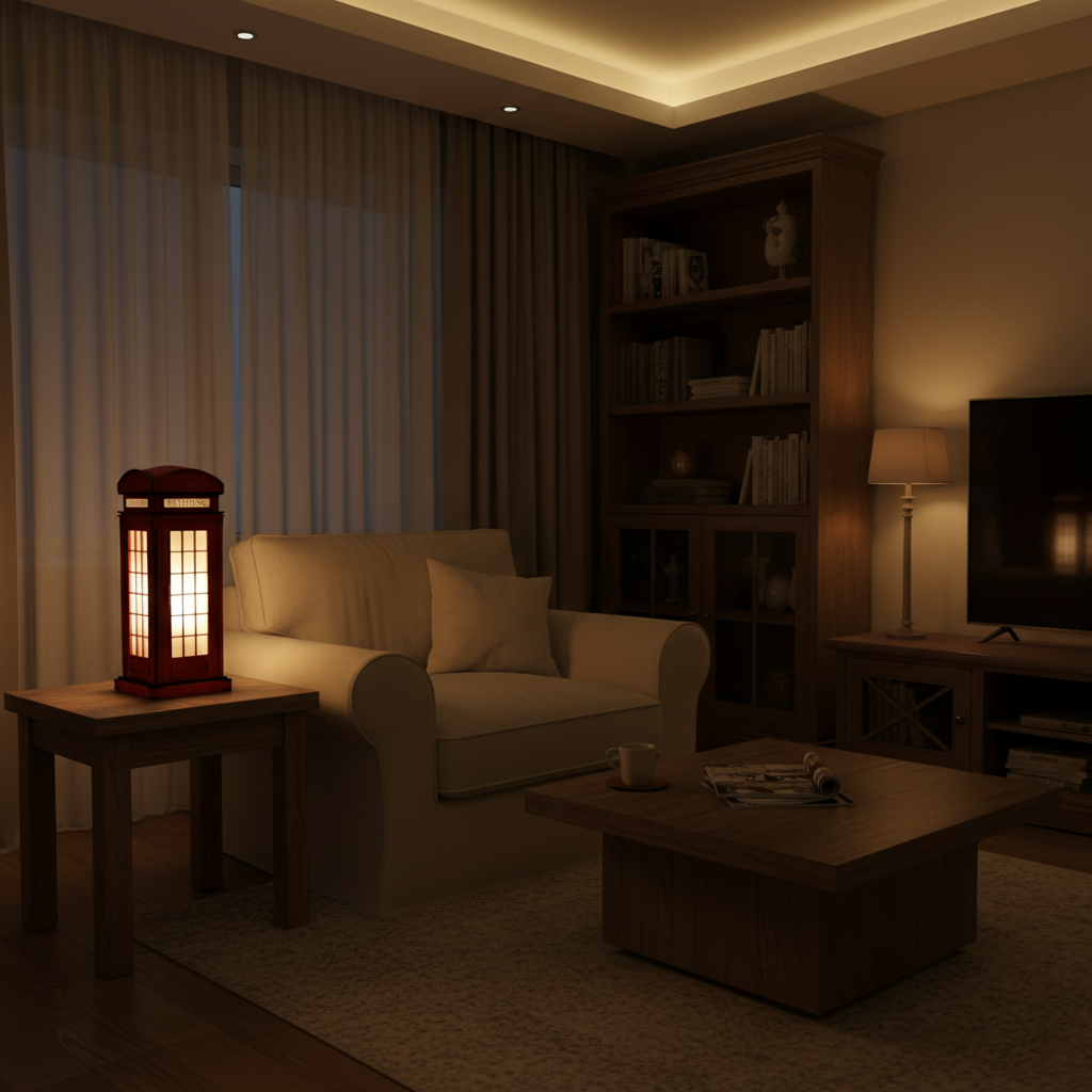 Red Booth Χειροποίητο Φωτιστικό Τηλεφωνικός Θάλαμος - Large