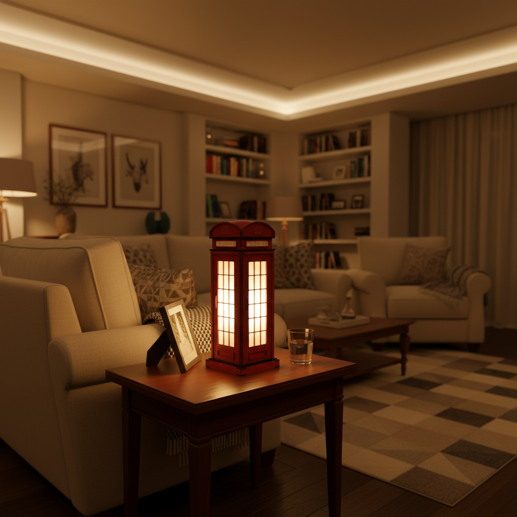 Red Booth Χειροποίητο Φωτιστικό Τηλεφωνικός Θάλαμος - Medium