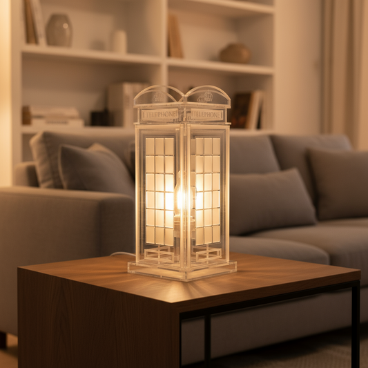 Red Booth Χειροποίητο Φωτιστικό Τηλεφωνικός Θάλαμος - Medium Διάφανο plexiglass