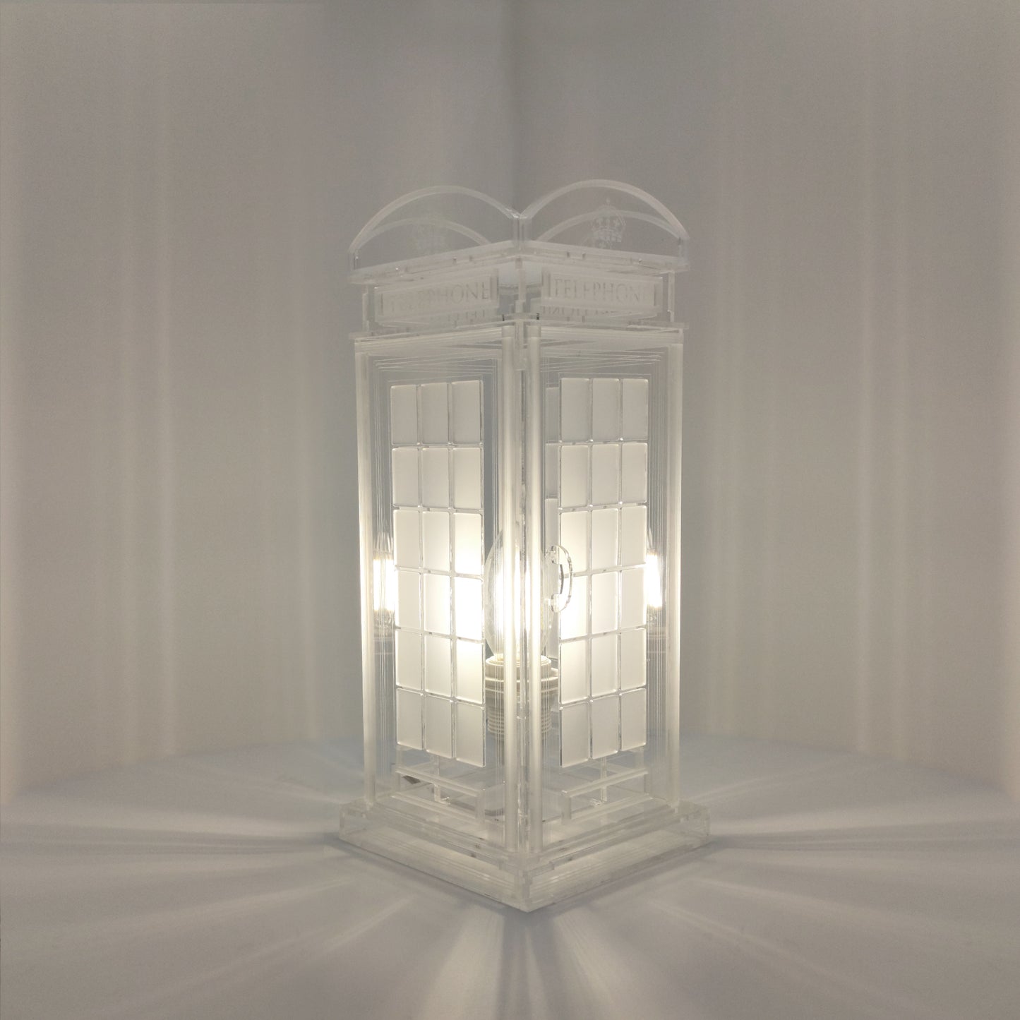 Red Booth Χειροποίητο Φωτιστικό Τηλεφωνικός Θάλαμος - Medium Διάφανο plexiglass