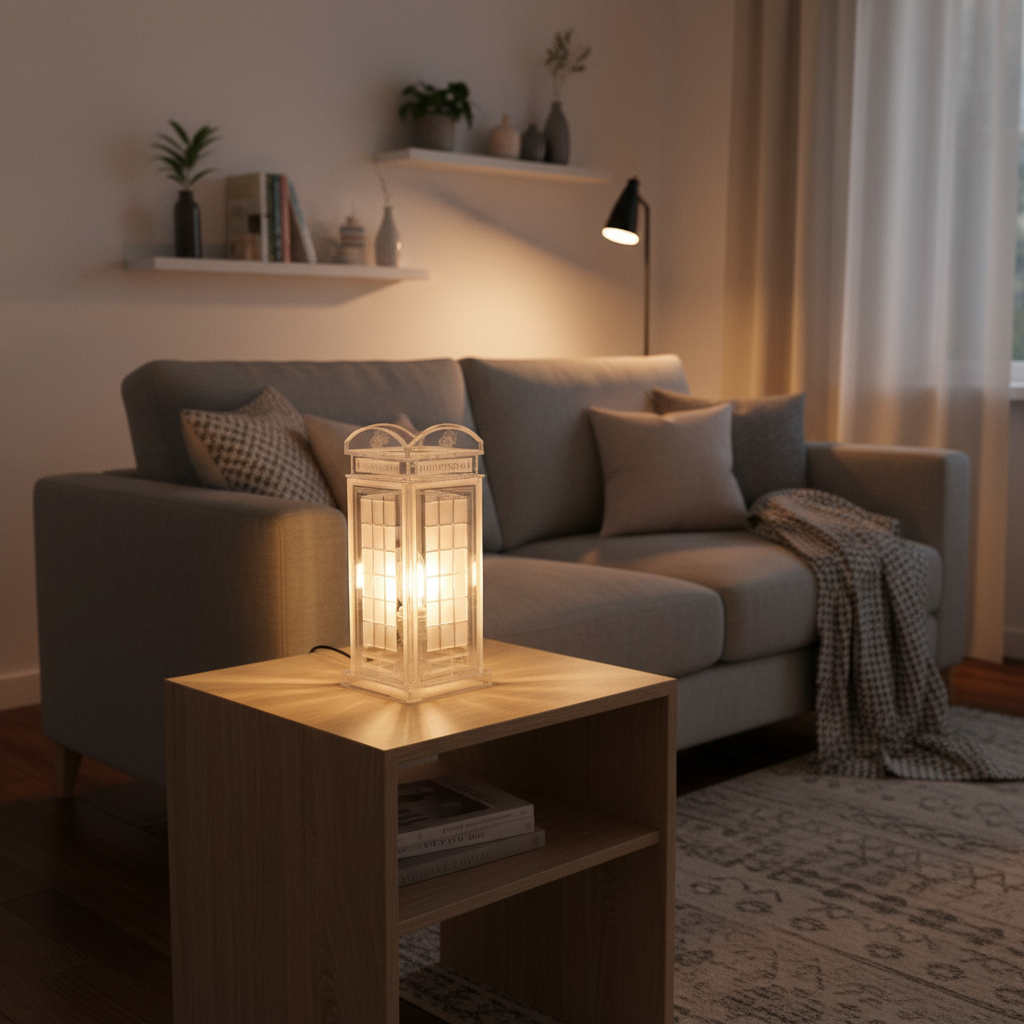 Red Booth Χειροποίητο Φωτιστικό Τηλεφωνικός Θάλαμος - Medium Διάφανο plexiglass