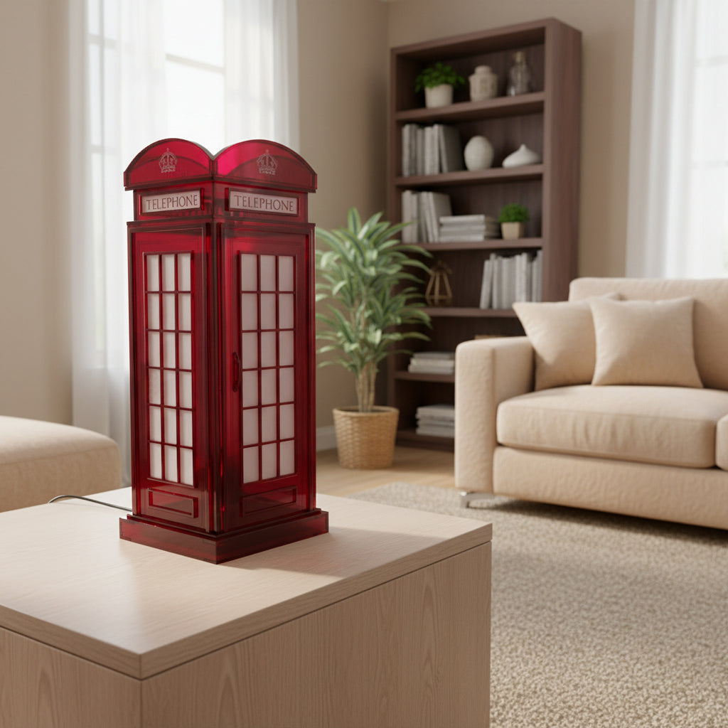 Red Booth Χειροποίητο Φωτιστικό Τηλεφωνικός Θάλαμος - Medium Διάφανο Κόκκινο plexiglass