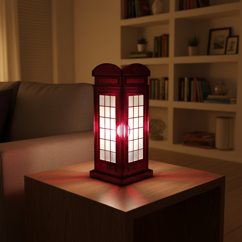 Red Booth Χειροποίητο Φωτιστικό Τηλεφωνικός Θάλαμος - Medium Διάφανο Κόκκινο plexiglass