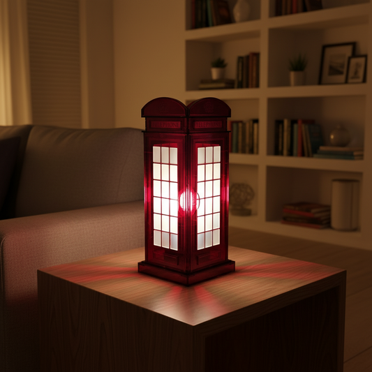 Red Booth Χειροποίητο Φωτιστικό Τηλεφωνικός Θάλαμος - Medium Διάφανο Κόκκινο plexiglass