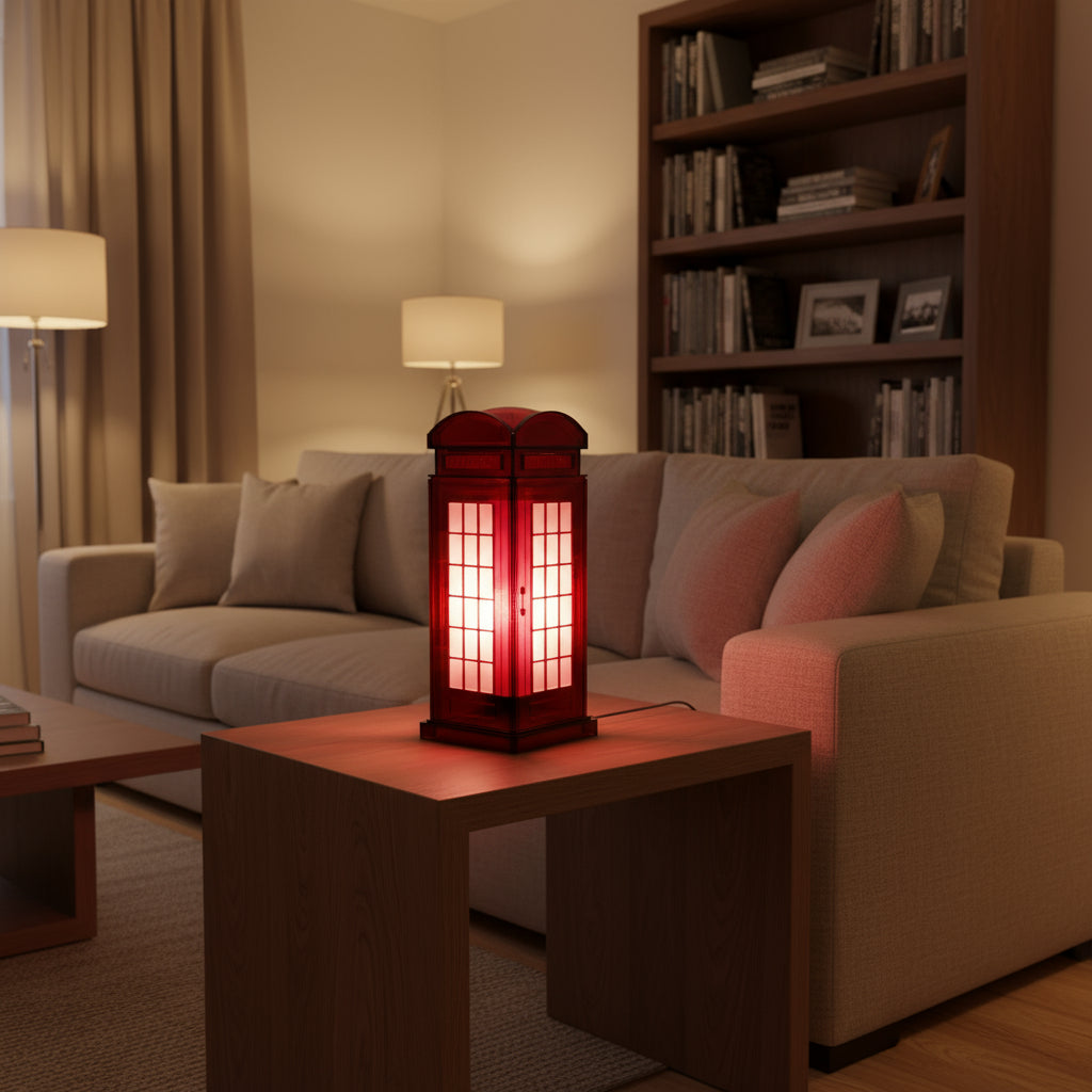 Red Booth Χειροποίητο Φωτιστικό Τηλεφωνικός Θάλαμος - Medium Διάφανο Κόκκινο plexiglass