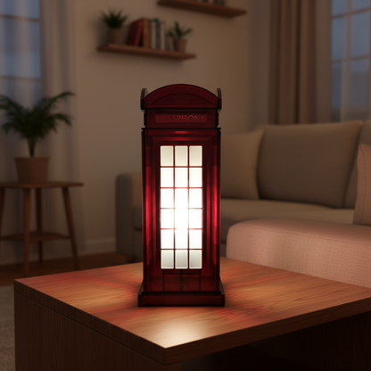 Red Booth Χειροποίητο Φωτιστικό Τηλεφωνικός Θάλαμος - Medium Διάφανο Κόκκινο plexiglass