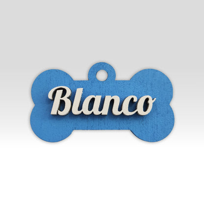 Paw-Tag | Μεγάλη Ξύλινη ταυτότητα σε σχήμα κόκκαλου – Δύο επιπέδων