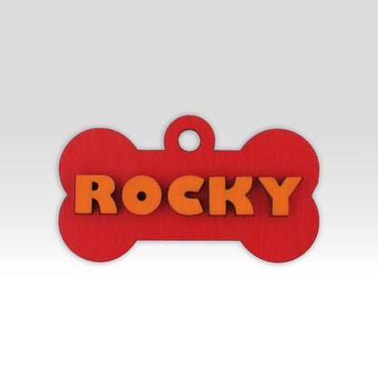 Paw-Tag | Μεγάλη Ξύλινη ταυτότητα σε σχήμα κόκκαλου – Δύο επιπέδων