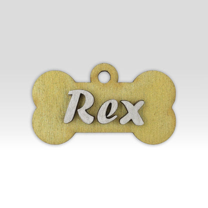 Paw-Tag | Μεγάλη Ξύλινη ταυτότητα σε σχήμα κόκκαλου – Δύο επιπέδων