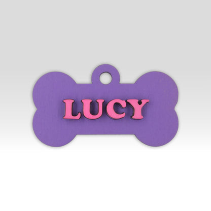 Paw-Tag | Μεγάλη Ξύλινη ταυτότητα σε σχήμα κόκκαλου – Δύο επιπέδων