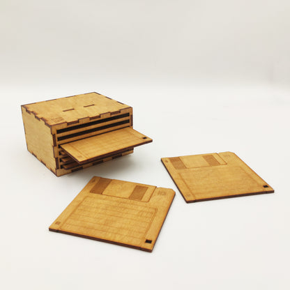 Ξύλινα Σουβέρ Floppy Disk - Σετ 6 τεμάχια