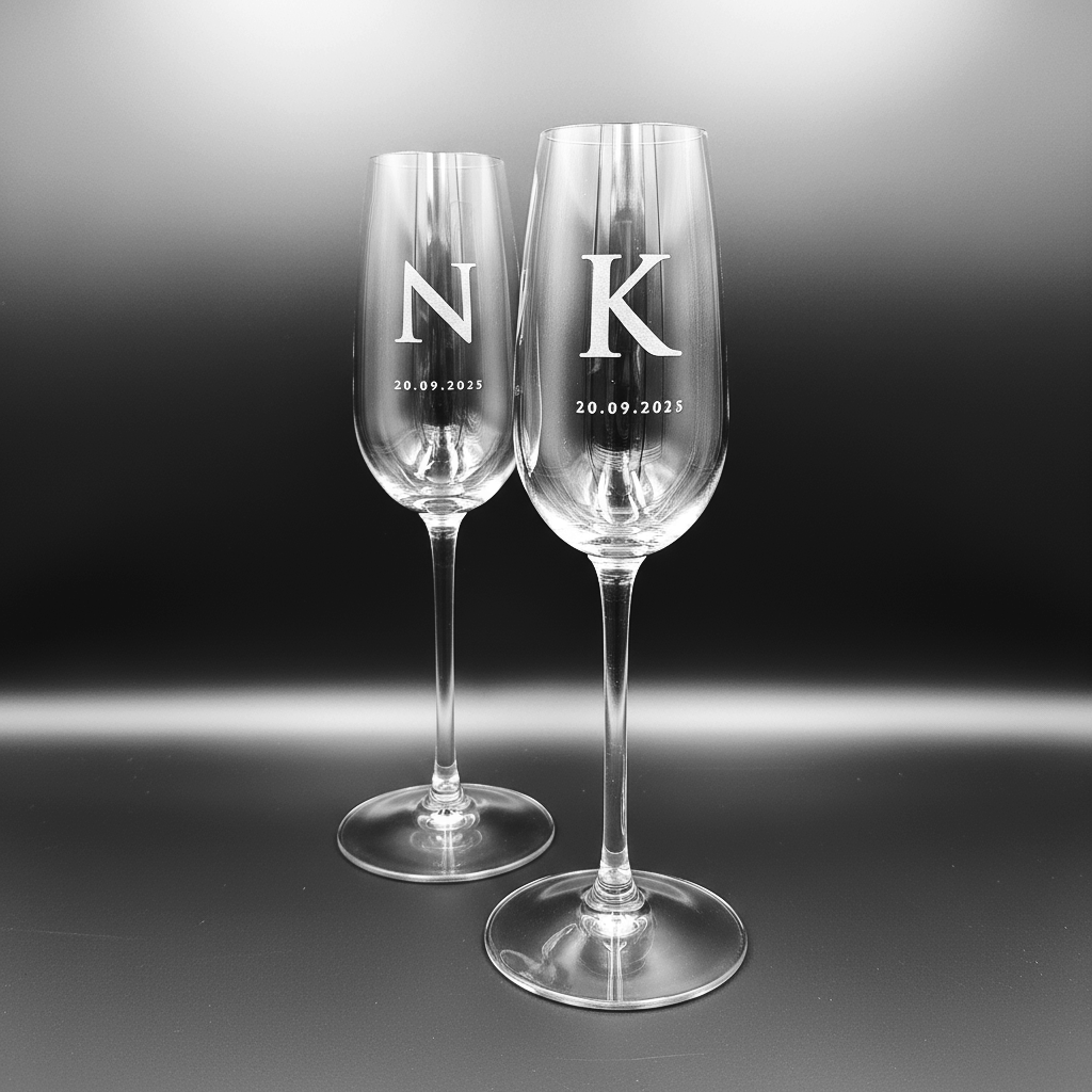 Ποτήρια σαμπάνιας με Custom χάραξη - Σετ 2 τεμάχια