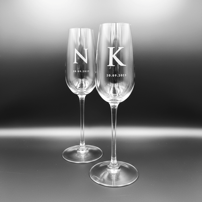 Ποτήρια σαμπάνιας με Custom χάραξη - Σετ 2 τεμάχια
