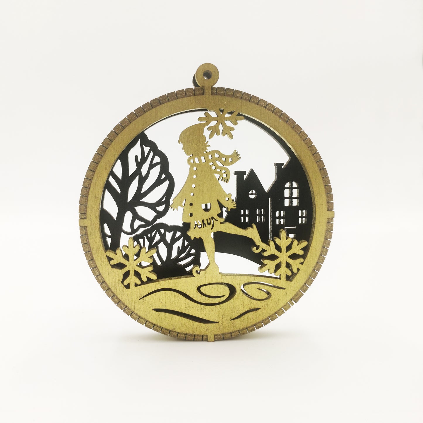 Σετ Ξύλινων Χριστουγεννιάτικων Στολιδιών με Δύο Επίπεδα