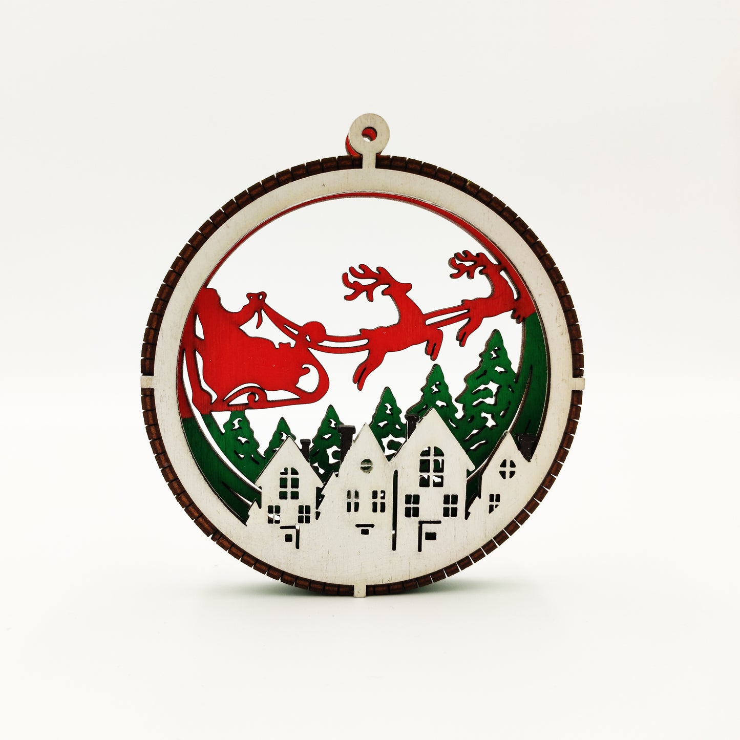 Σετ Ξύλινων Χριστουγεννιάτικων Στολιδιών με Δύο Επίπεδα