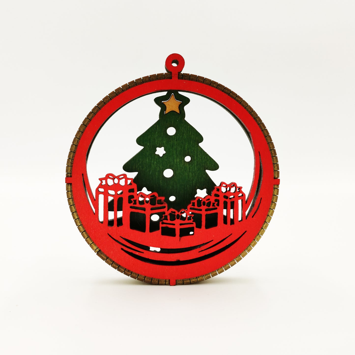 Σετ Ξύλινων Χριστουγεννιάτικων Στολιδιών με Δύο Επίπεδα