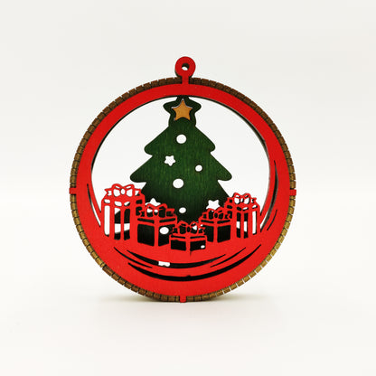 Σετ Ξύλινων Χριστουγεννιάτικων Στολιδιών με Δύο Επίπεδα