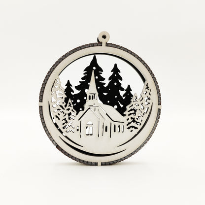 Σετ Ξύλινων Χριστουγεννιάτικων Στολιδιών με Δύο Επίπεδα