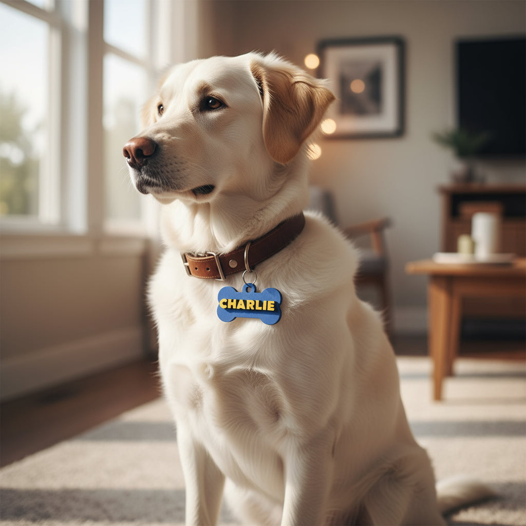 Paw-Tag | Μεγάλη Ξύλινη ταυτότητα σε σχήμα κόκκαλου – Δύο επιπέδων